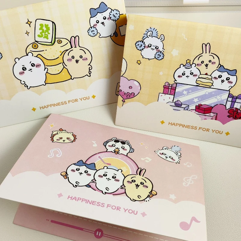 Anime Cartoon Kawaii Chiikawa Stereoscopic Greeting Card Commemorate Record Leave A Message Bless Write Decorate Clear Pattern