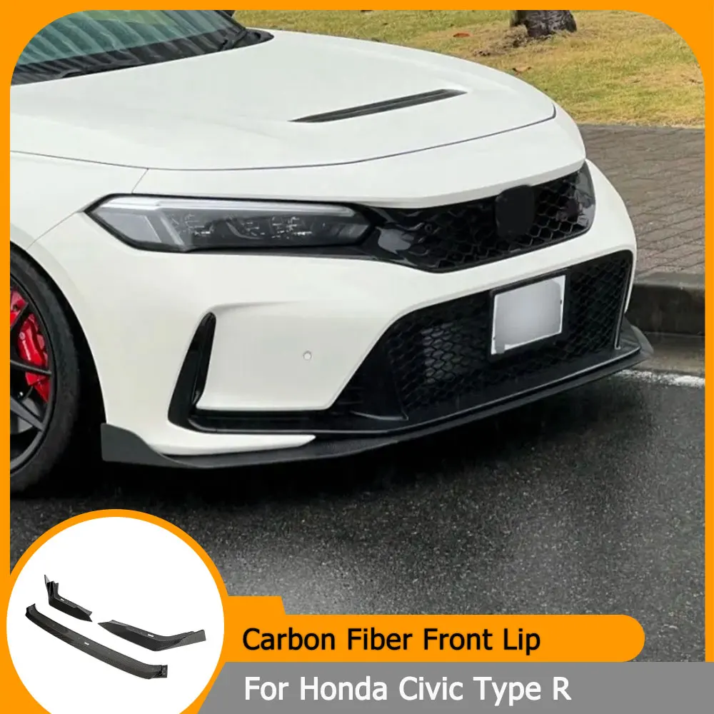 Car Carbon Fiber Front Bumper Lip For Honda Civic Type R 11th 2022 2023 3PCS Front Lip Spoiler Apron Splitters Protector