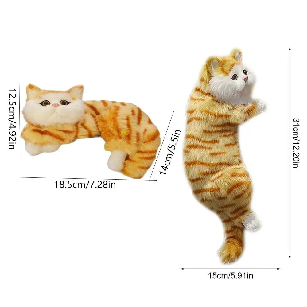 فروي محاكاة القط شنقا زخرفة تماثيل صغيرة على شكل حيوانات لينة وهمية القط نموذج واقعية لطيف الحيوانات المحشوة المنحوتات هدية الطفل #6