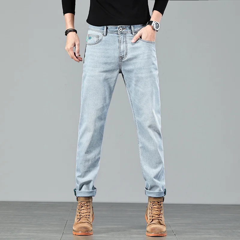 

Spring Summer New American Style Men'S Jeans High-Grade Light Color Spring Summer Fashion Small Straight Jeans Men