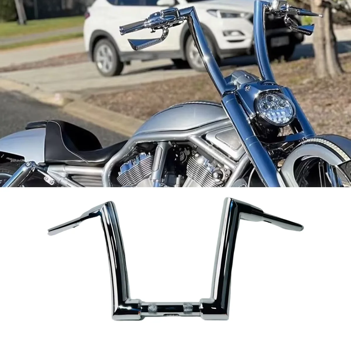 

Motorcycle Black/Chrome 2 inch Custom Handlebars 10" 12" 14" 16" Rise for Harley NIGHT ROD SPECIAL V-Rod
