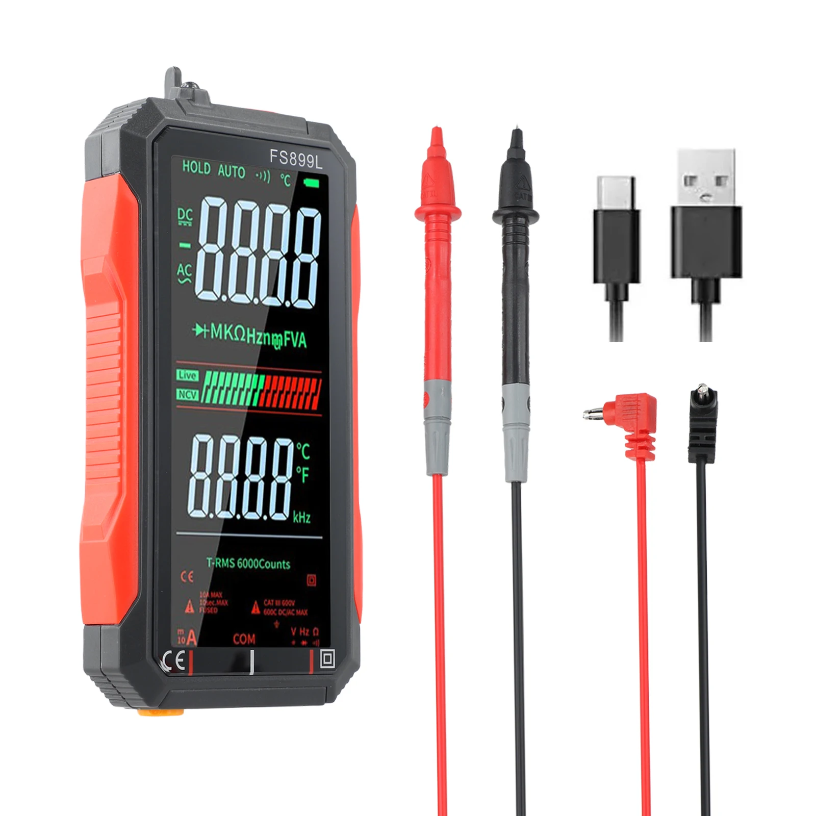 For Electricians For DIY Projects Intelligent Mode Multimeter Smart Digital Multimeter Travel Measurement Black Red