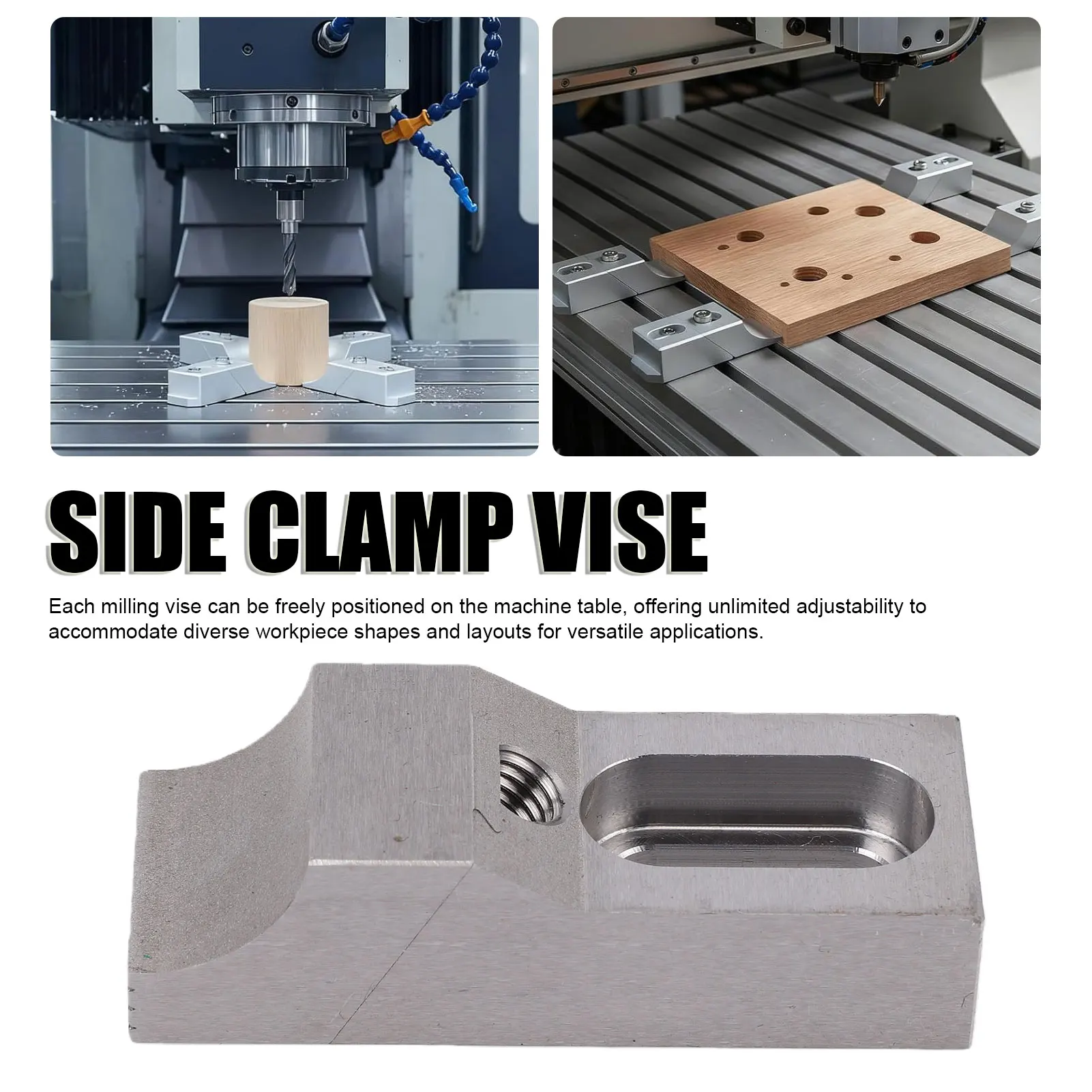Bild 4: 2 Stück Seitenklemmspanner S136H aus gehärtetem Werkzeugstahl, M8 Bogenförmige Backen, niedrige Spannbacken für Fräs- und CNC-Maschinen zur Werkstückhalterung