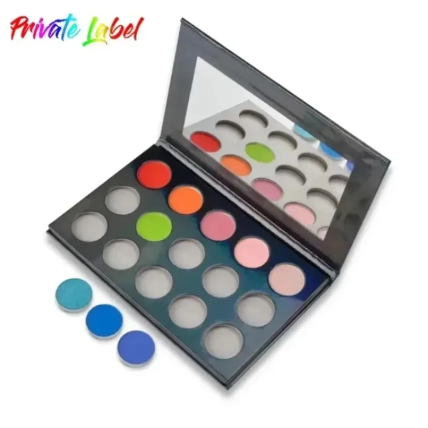 

Private Label DIY 15colors Eyeshadow Palette Shimmer Matte Long Lasting Waterproof High Pigmented Shiny Eye Shadow Powder Bulk