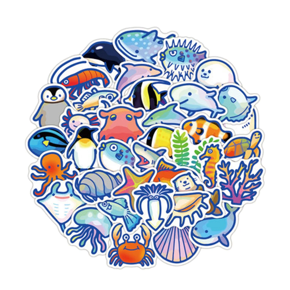 40 шт. бутылка для воды, милый автомобильный скейтборд, Водонепроницаемый модный «сделай сам», скрапбукинг, морские животные, мультяшная наклейка, Забавный чемодан для ноутбука