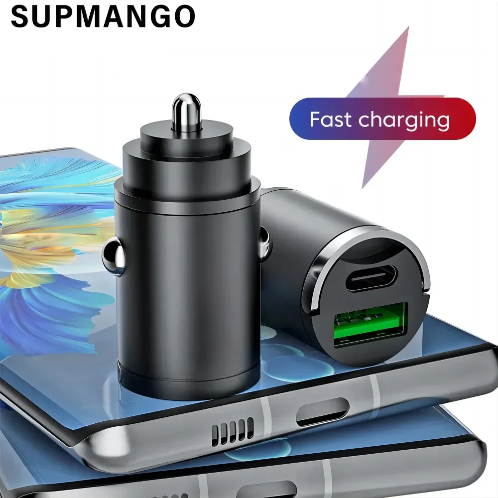 Mini  PD QC Pull Ring Fast Charging Car Charger USB C Car Phone Charger Adapter For iPhone 13 12 Xiaomi Samsung Huawei