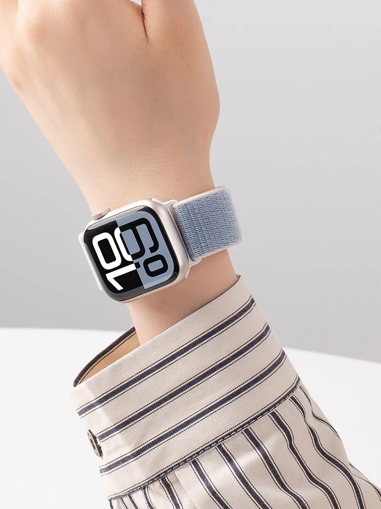 Correa de nailon para Apple Watch Band 10 8 9 7 6 5 4 SE Ultra2 49mm 46mm 44mm 42mm 45mm 41 40 pulsera deportiva Correa iwatch