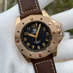 New SD1945S STEELDIVE Brand 45.6MM Broze Case 3000M Waterproof NH35 Unique Design Bronze Bezel NH35 Mens Automatic Watch