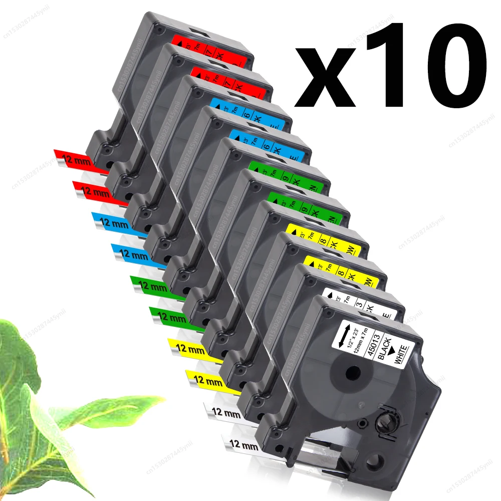 

2PK/10PK 45013 Compatible for Dymo D1 Tape 45013 12mm D1 Label Tape Black on White for Dymo LabelManager LM160 280 Label Maker