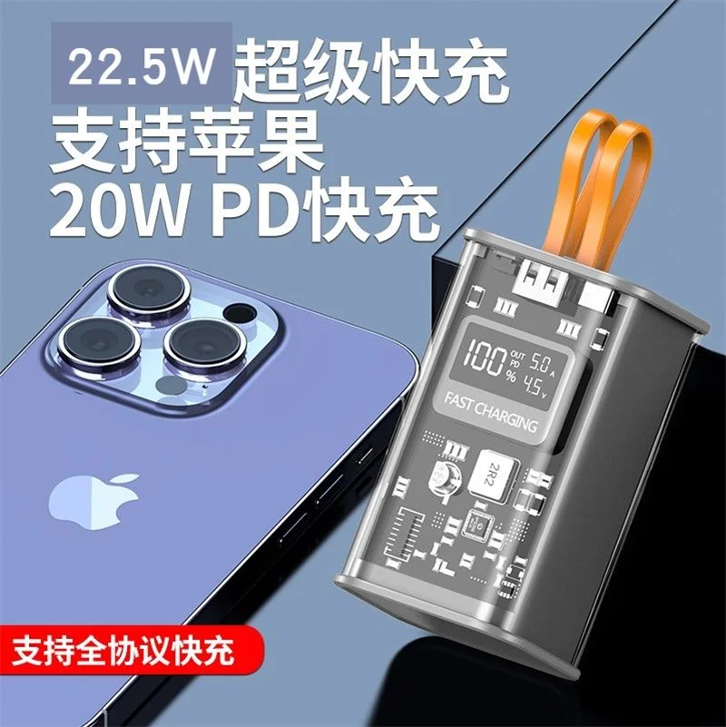 Fashion DIY Power Bank Shell 5V 9V 12V 5A USB PD 22.5W Type-C Super-Charge VOOC 21700 *4 Battery Cell