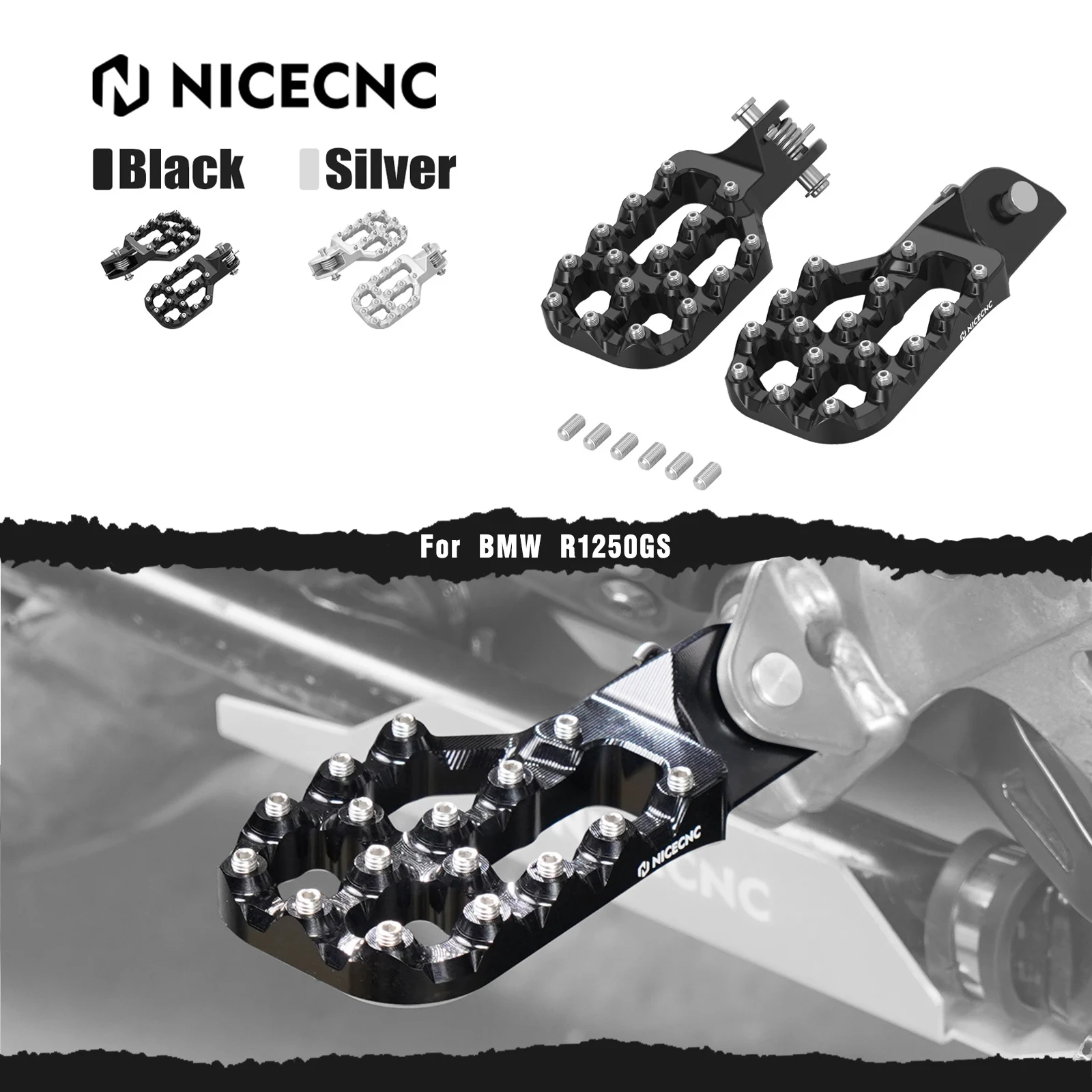 Wide Offset Footpegs Footrests For BMW R1250GS 2019-2023 R1250GS Adventure 2019-2024 2023 R1200GS/R1200GS Adventure 2013-2018