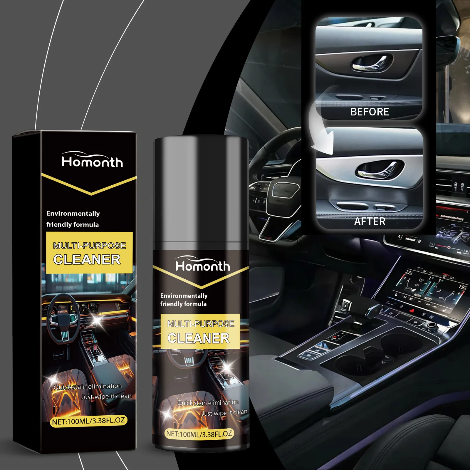 

Car Interior Foam Cleaner 100ml - Multi-Surface Stain Remover for Seats, Dashboard & Trim | Gentle Formula with Odor Control