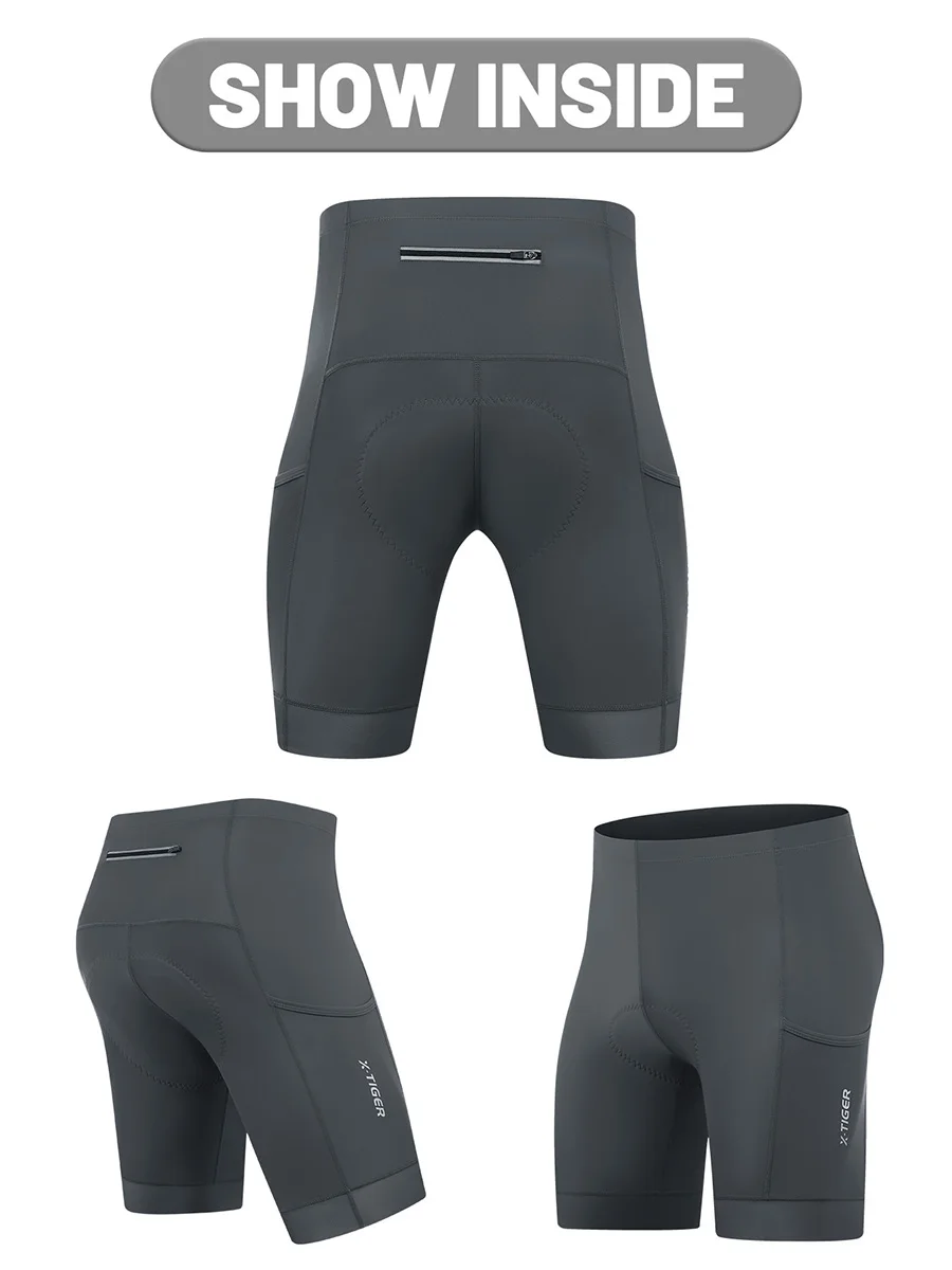 X-TIGER Premium-Rennrad-Shorts mit 5D-Gel-Pads, Herren-Radhose mit Reißverschlusstaschen, atmungsaktive Outdoor-Fahrradausrüstung – Detail 7