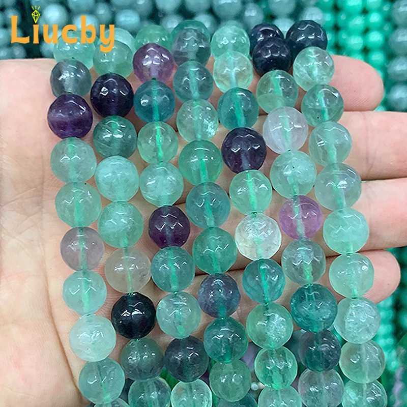 DIY decoration exquisite Rings Crafts Natural Stone Faceted Fluorite Handmade Beads for For Jewelry Making 15