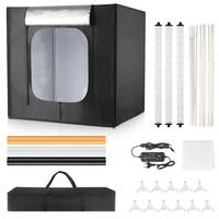 Light Box 80*80*80cm photography tent with 3 Dimming Lights Panel,photo box with black/white/yellow Backdrops for shooting