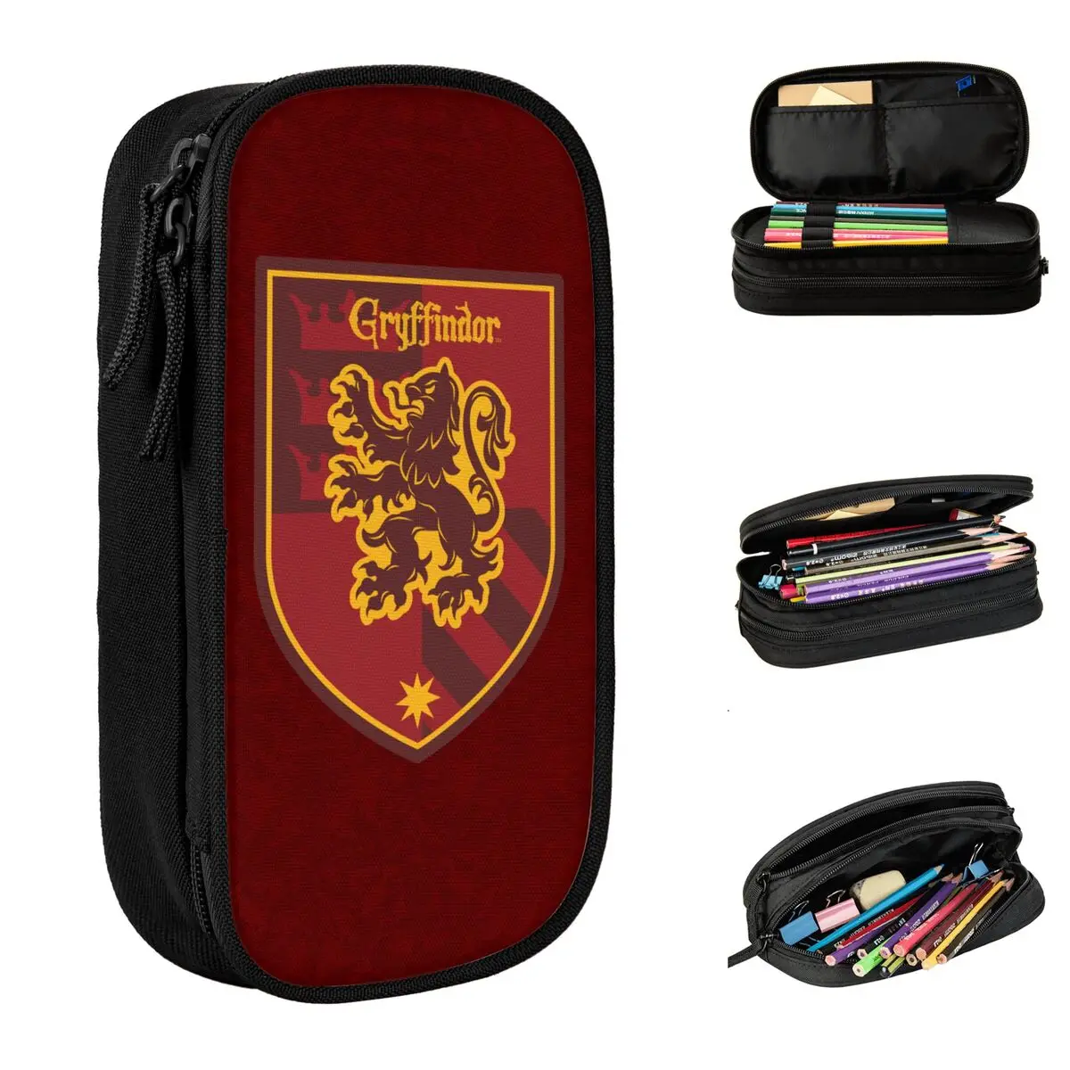 Potters Gryffindor House Pencil Case Pencilcases Pen Box for Student Big Capacity Bags School Supplies Zipper Stationery