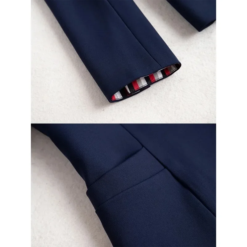 Elegant Office Ladies Work Wear Blazer Women Red Black Navy Solid Long Sleeve Formal Jacket With Bow