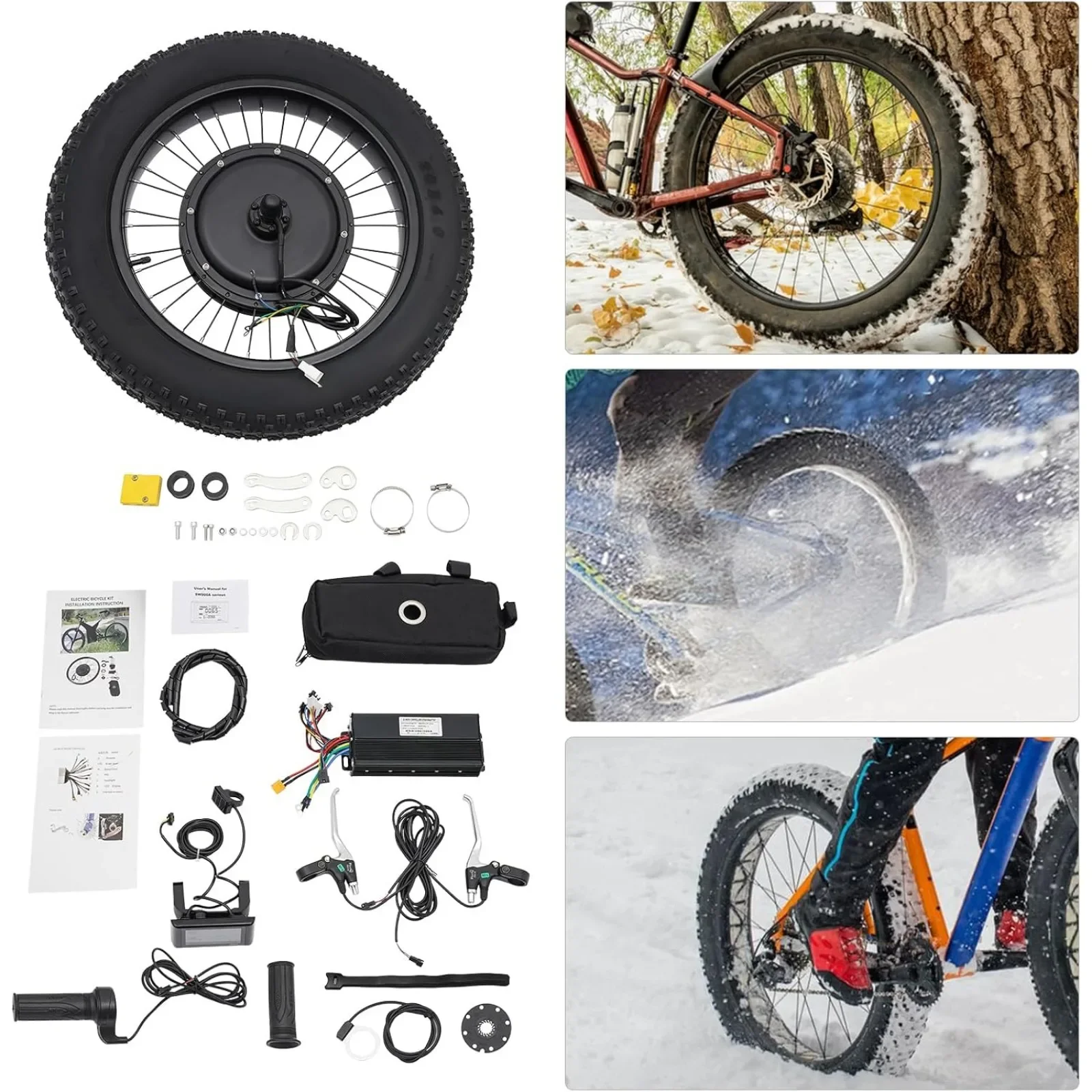 

Комплект для переоборудования электрического велосипеда 1500 Вт, комплект колес для электровелосипеда 48 В, 20-дюймовый задний ступичный двигатель с датчиком PAS и ЖК-дисплеем, 7 передач