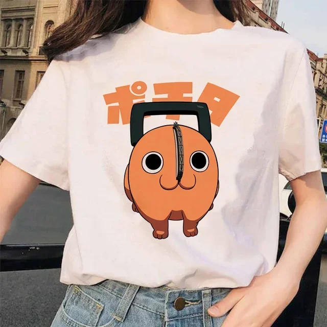 Manga Pochita Makima shirt for Women Japanese Anime Chainsaw Man T-shirt Unisex Funny Cartoon Graphic Tee Short Sleeve Summer