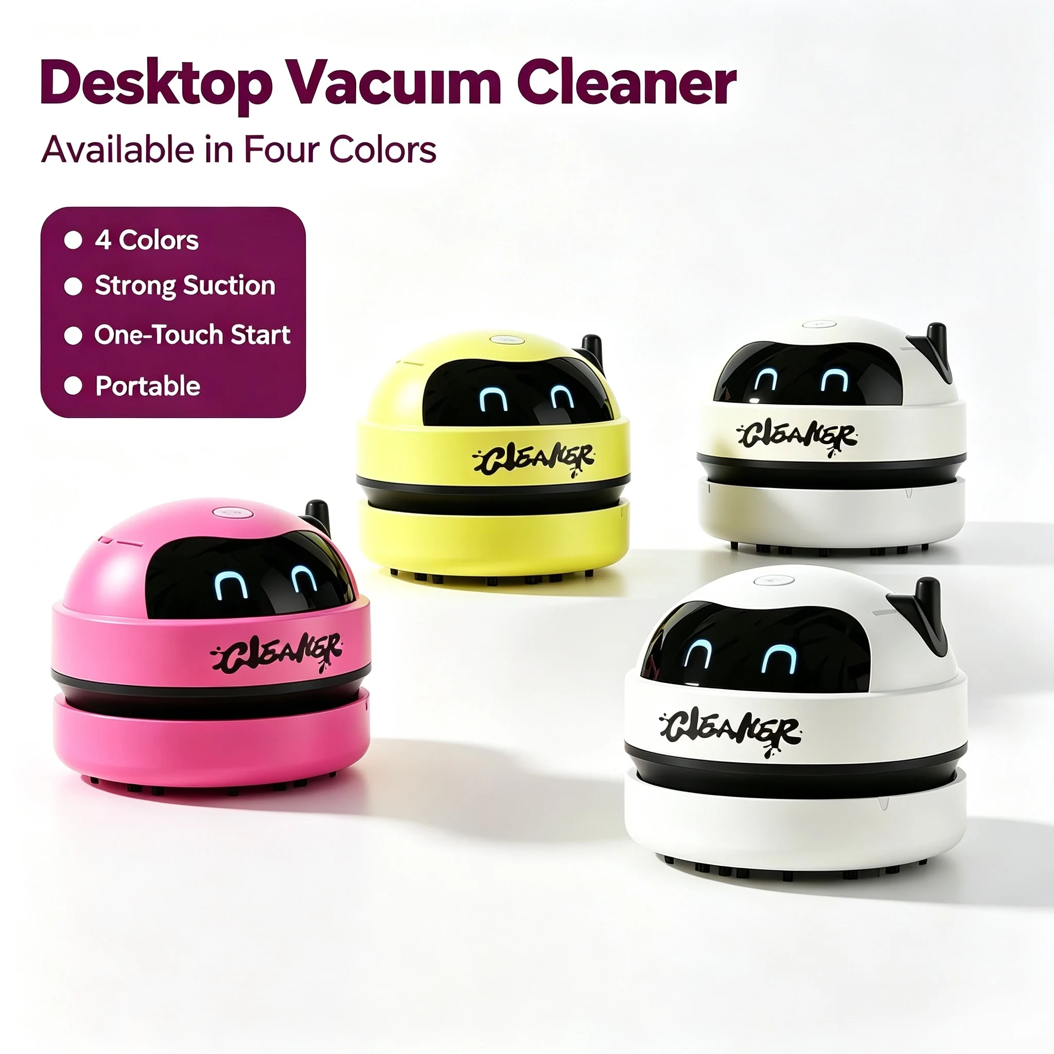 Portable Handheld Desktop Vacuum USB Wireless, Removable Nozzle,Small Dust Cleaner for Pet Hair,Pencil Shavings and Table Debris