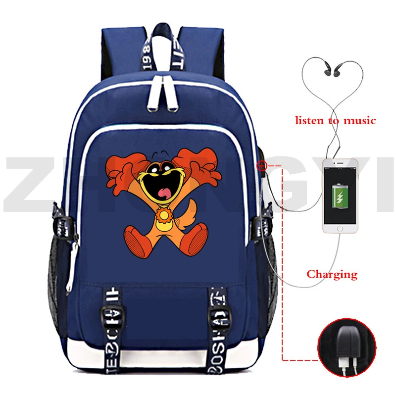 

New Children Smiling Critters Anti-theft Backpacks Anime Primary Schoolbag for Teenager Boys Waterproof USB Charging Book Bag