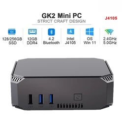 GK2 Mini PC Windows 11 CPU Intel Celeron J4105/J3455 Quad-Core DDR4 12GB 128GB/256GB/512GB SSD Internet Computer Desktop Gamer