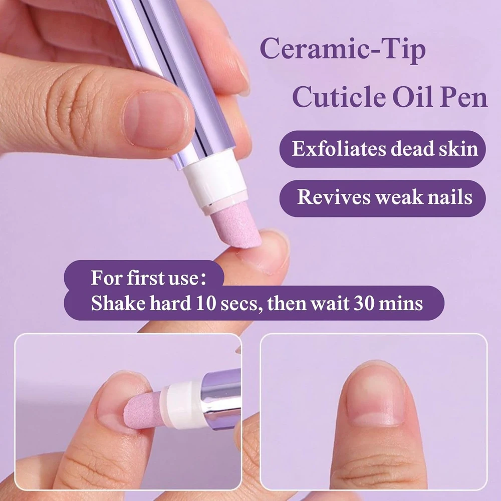 3In1 Ceramic Nail Cuticle Oil Brighten Moisturizing Nail Cuticle Remover Pen Nourishing Nail Care Essence Pen Repair Nail Damage
