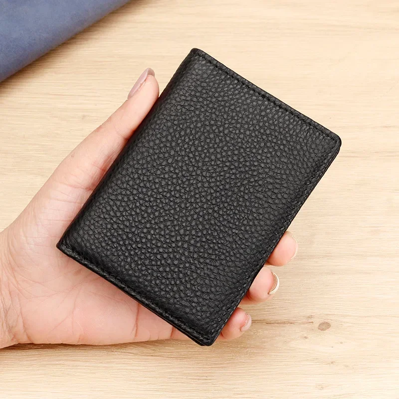 Slim Genuine Leather Wallet Men RFID Credit Card Holder Wallets Mini Purse Thin Small Bank Card Holders Portable Men's Wallet