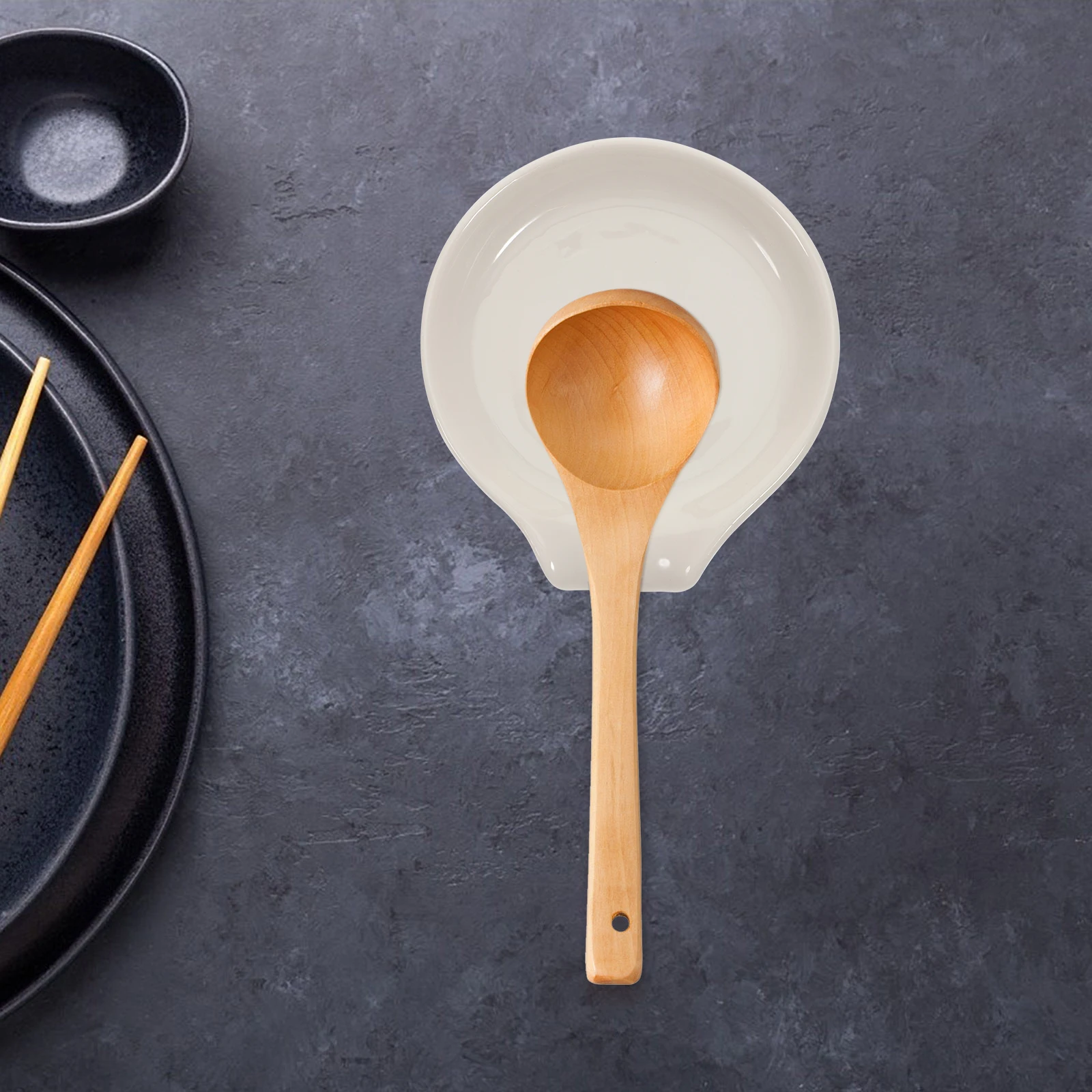

Spoon Rest with Holder Resting Tray Serving Utensils Soup for Cooking Kitchen Ceramic Decorative
