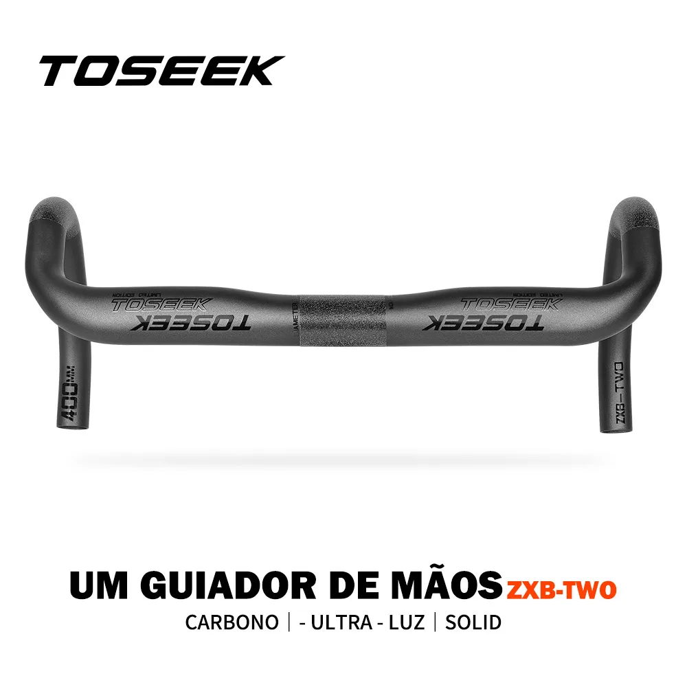 Toseek fibra de carbono completo guiador bent bar acabamento fosco preto bicicleta estrada guiador de carbono 40/42/44 cm roteamento externo