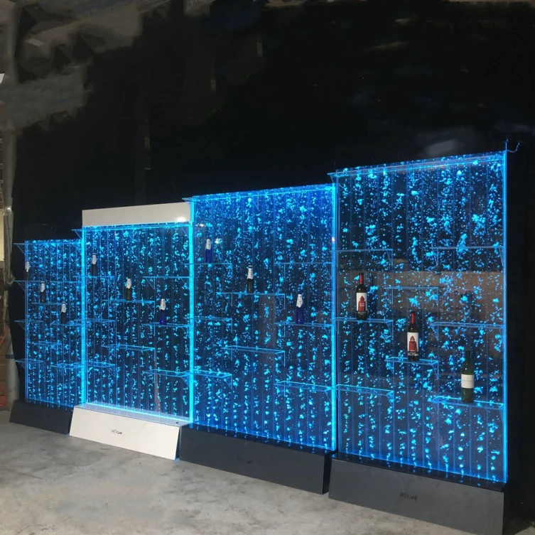 Smart Lighting Dance Water Bubble Feature Wine Cabinet Shelf Display for KTV Restaurant Bar Club Golden Shelf Lamps