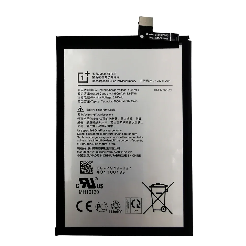 Battery Batteries For OnePlus Nord N100,Original,High Quality,Fast Shipping,BE2011,BE2012,BE2013,5000mAh,BLP813, New,2024