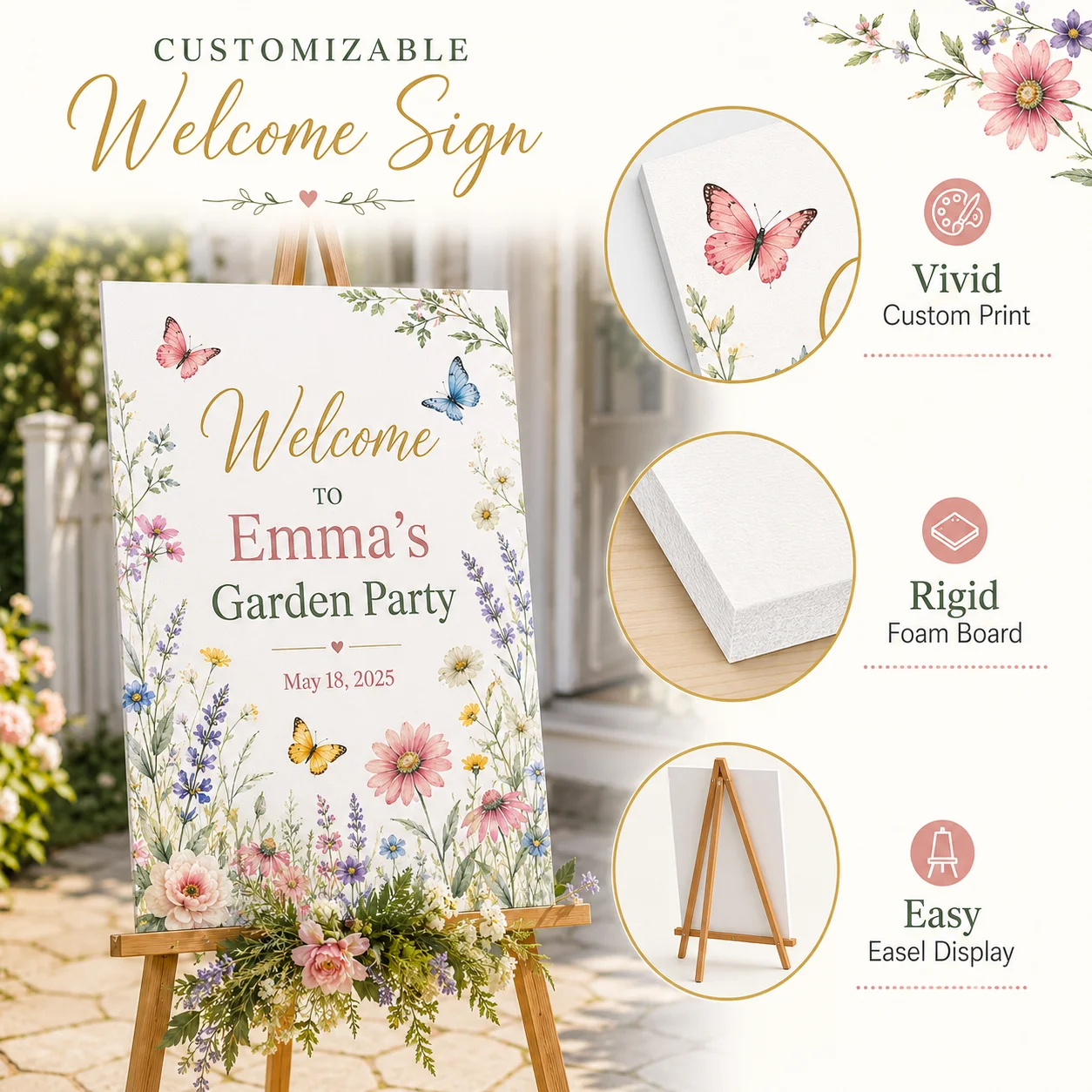 Personalized Welcome Sign Foam Board Vertical Display Board Custom Photo Text Design For Wedding Party Event Decoration Supplies view 6