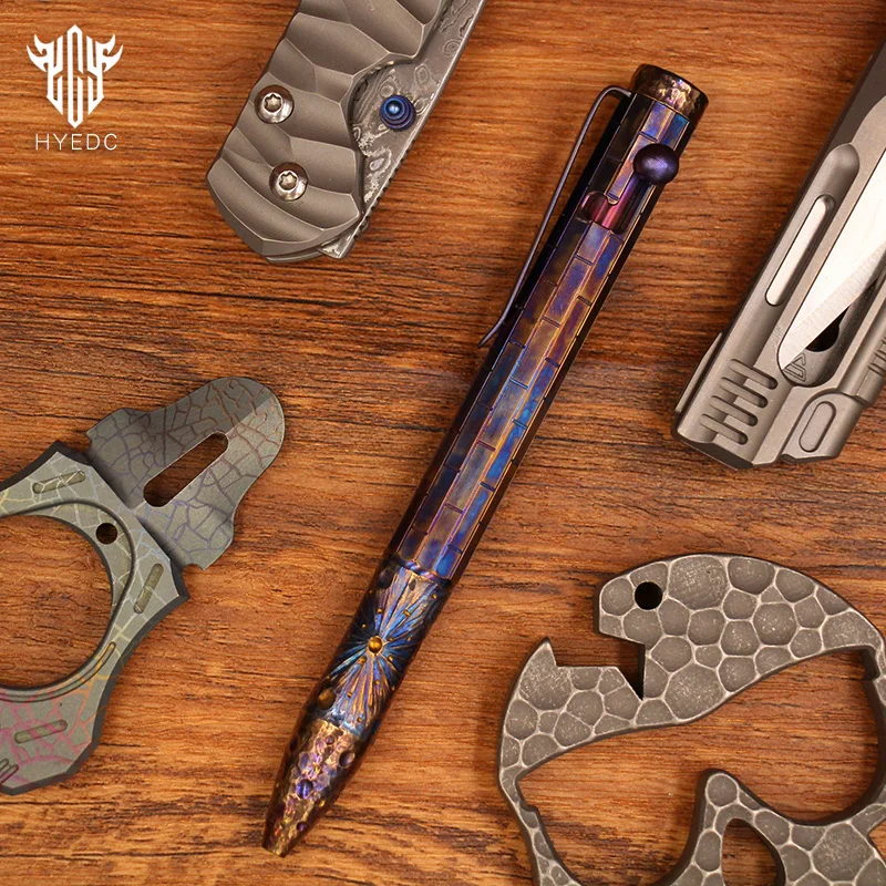 Titanium Alloy Tactical Pen Hand Carved Star Sky Limited Edition Tungsten Pen Decompression Metal Signature Neutral Pen EDC