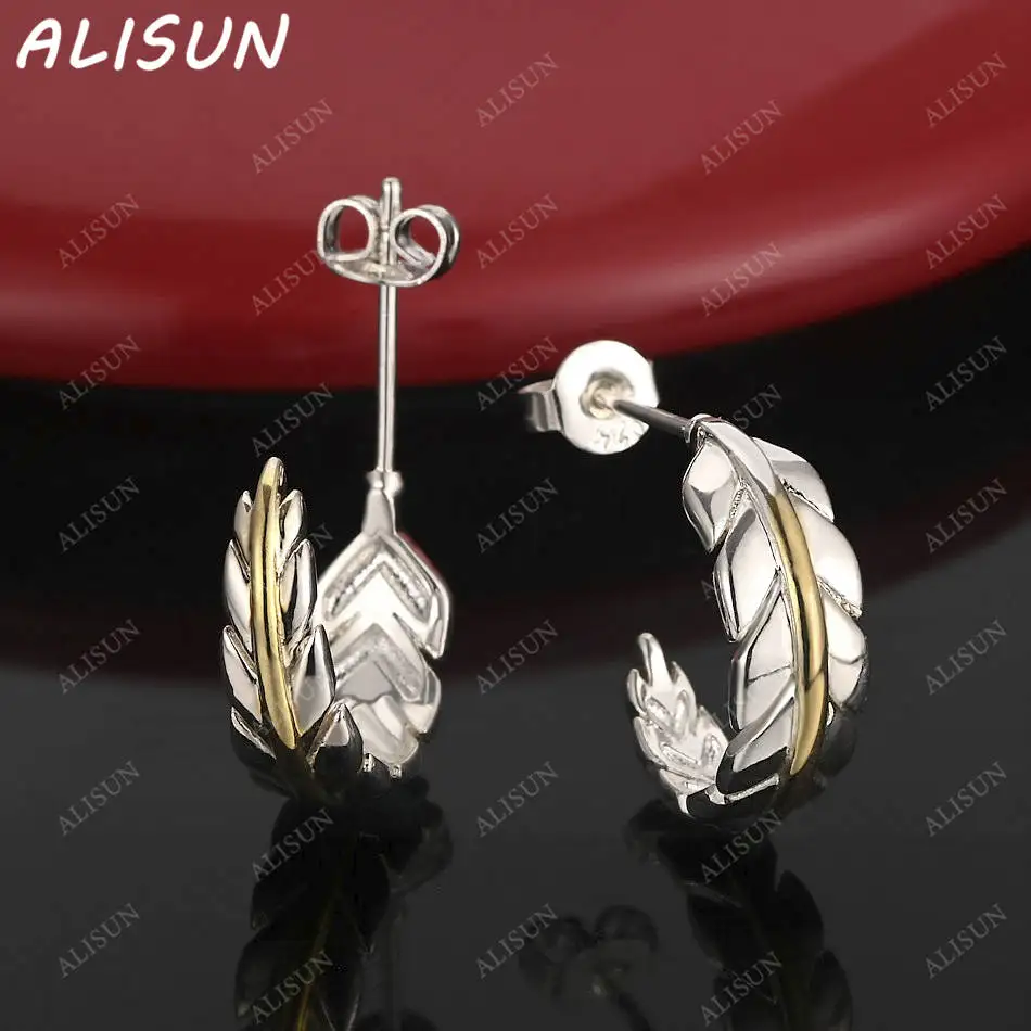 

ALISUN 925 Sterling Silver Feather Earrings Stud Earrings For Women Charm Trend Birthday Gifts Fashion Party Fine Jewelry
