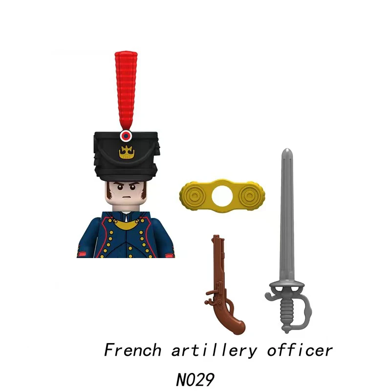 영국 군인 나폴레옹 전쟁 피규어 빌딩 블록, 육군 중세 소드 건, 군사 무기 액세서리, 벽돌 장난감