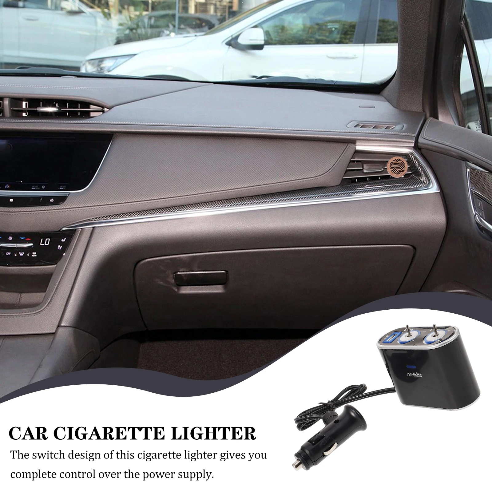 

Car Cigarette Lighter Splitter USB Adapter Switch Black Outlet Splitter Distributor Accessories Converter