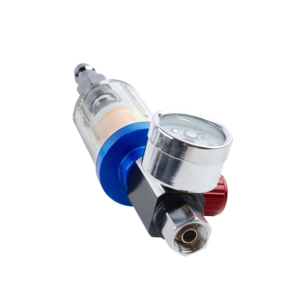 Regolatore di pressione dell'aria da 1/4" per pistola a spruzzo pneumatica, filtro dell'aria, parti di automobili, separatore del filtro dell'acqua dell'olio in linea con adattatore UE, adatto per utensili pneumatici