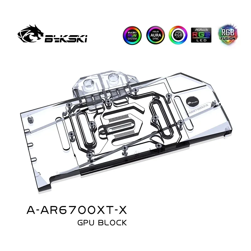 Bykski GPU Water Block for ASRock Radeon RX 6700 Challenger Pro Card / Copper Cooling Radiator RGB AURA / A-AR6700XT-X