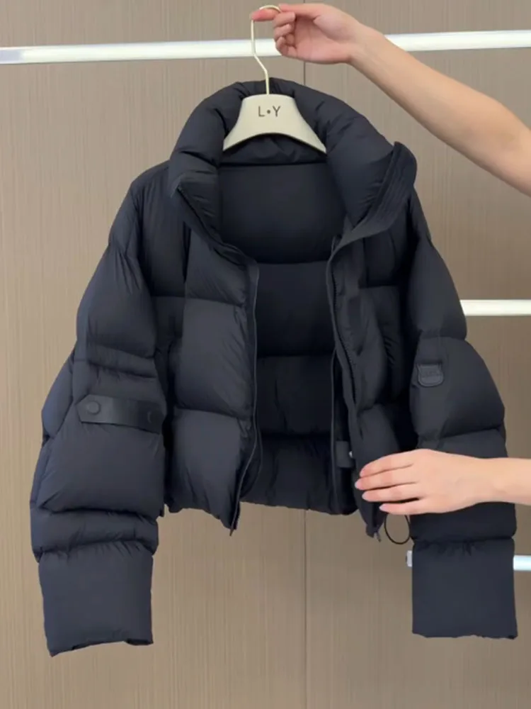 Sli ort Bla Damen Daunenjacke Korean Sle Bread Thi Oberbekleidung Winter 2025, neue Kollektion, hohe Taille, Polyesterfaser