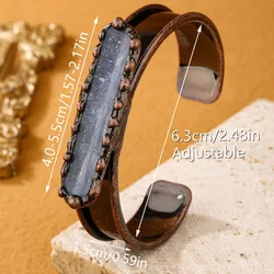 YEEVAA 1pc Natural kyanite Stone Open Bangle Bracelet Copper Hand Jewelry Party Gifts