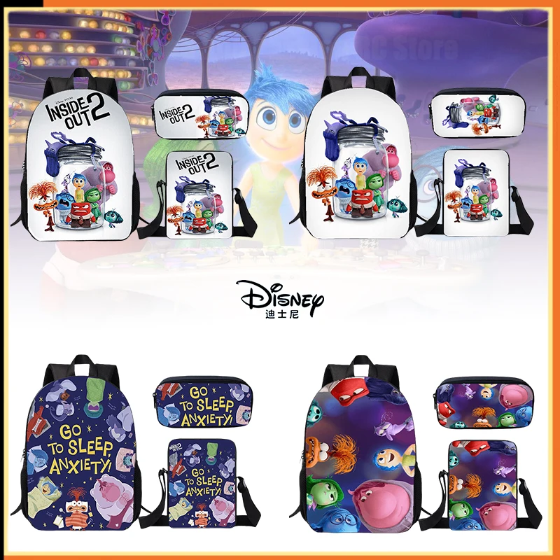 2024 New Disney Inside Out2 Cartoon Three Piece Book Pack Meal Pack Pen Bag Primary And Secondary School Backpack