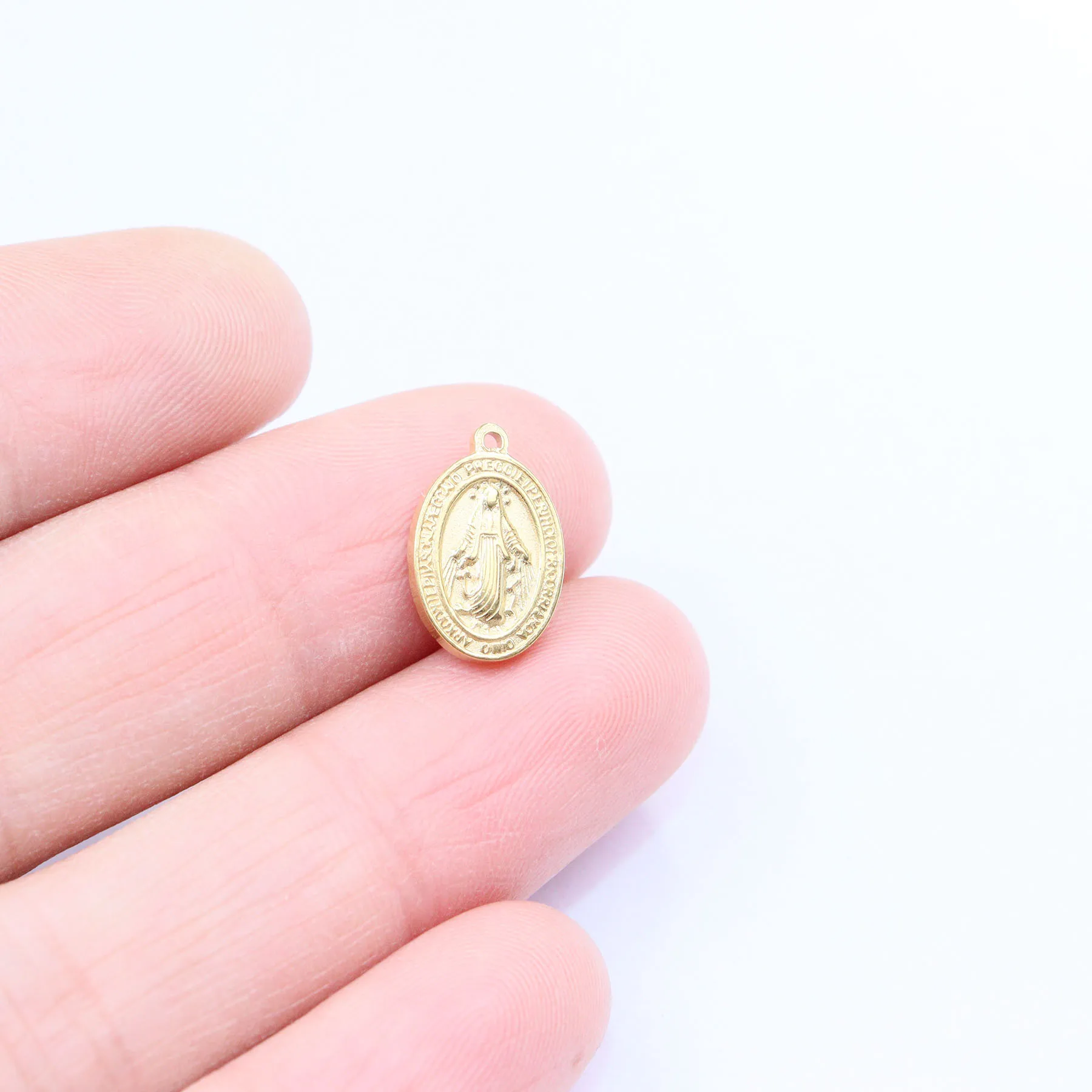 5pcs 316LStainless Steel High Quality Jesus Coin Anti Allergic Women Girl Charms Pendant DIY Jewelry Necklace Earrings Unfading