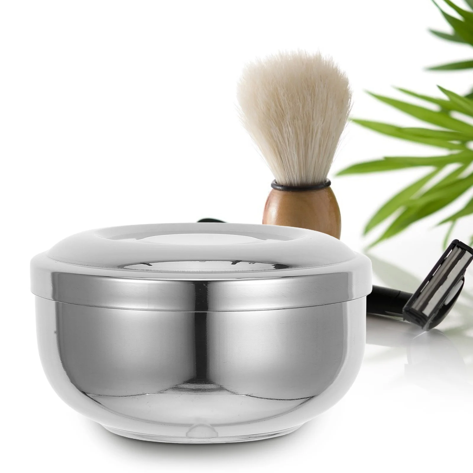 

Stainless Steel Metal Shaving Bowl Lid Durable Mens Shaving Cream Bowl Travel Soap Pot Barber Salon Accessories