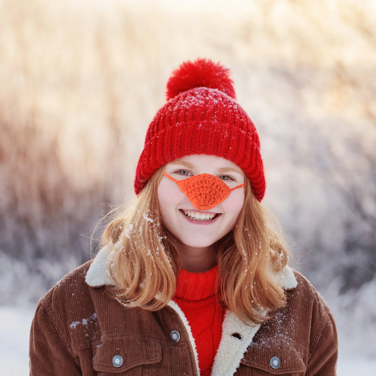 

Nose Warmer Fashionable Handmade Nasal Cover Orange Thermal Insulation Windproof Suitable for Mountain Climbing and Urban Travel