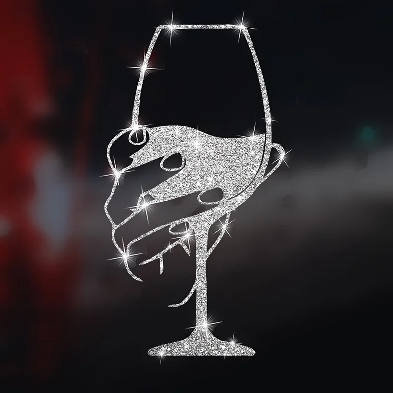Hand-Held Red Wine Cup, Shimmering Reflective Decorative Stickers for Home, Windows, Glass, Makeup Mirrors Stickers