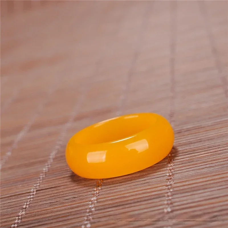 Natural Hetian Yellow Jade Ring Fashion Charm Jewellery Carved Jadeite Designer Accessories Amulet for Men Women Gifts Luxury