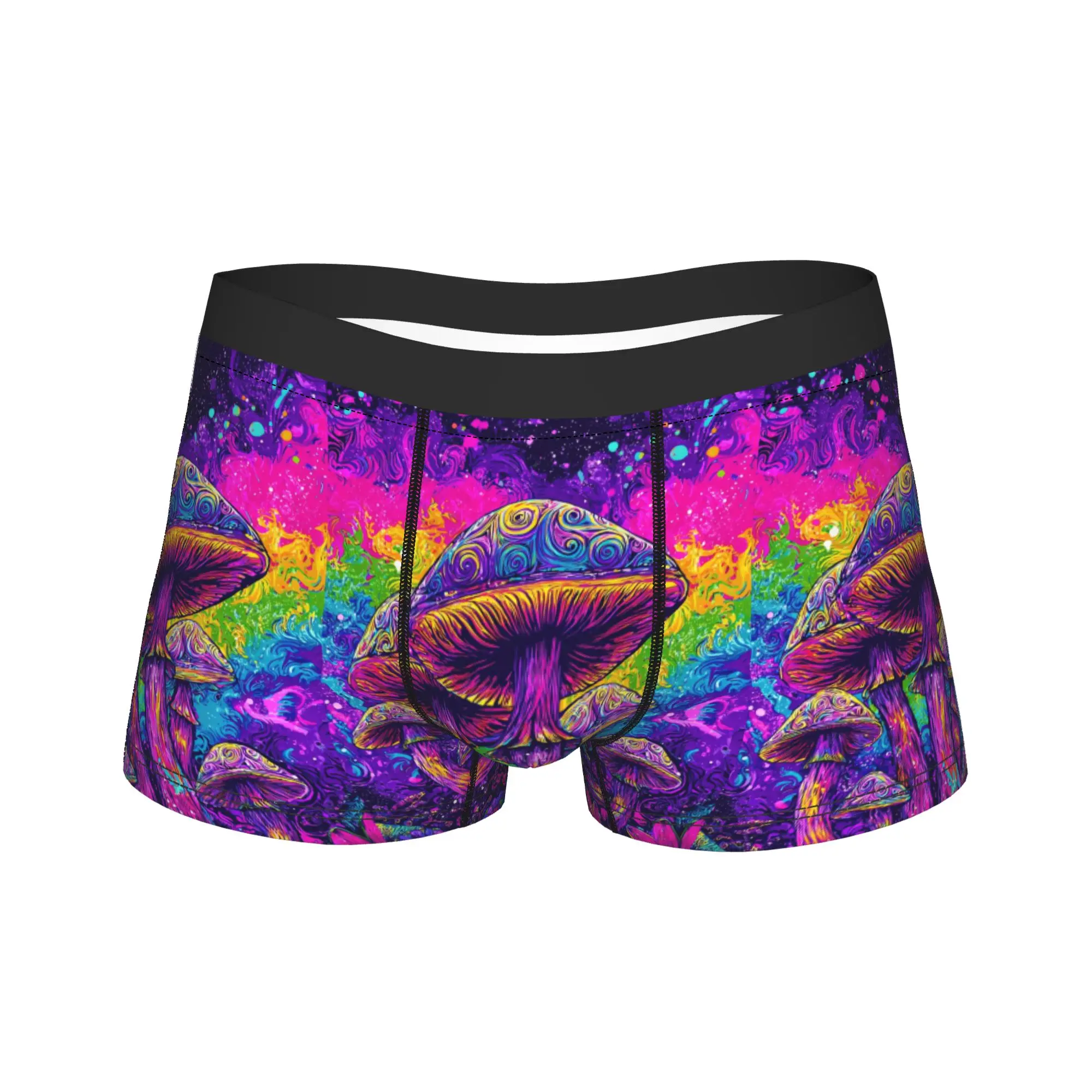 Psychedelic Purple Magic Mushroom Underwear  Custom DIY Boxershorts Hot Sale Man Panties Breathable Boxer Brief Birthday Gift