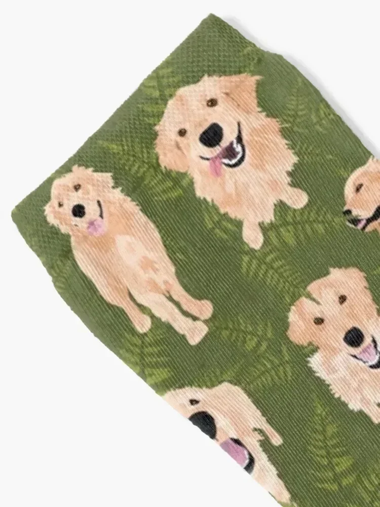 Golden Retrievers and Ferns on Moss Socks new in's sports stockings aesthetic Stockings man Luxury Woman Socks Men's