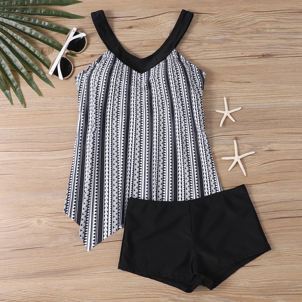 المرأة مثير مجموعة البكيني الصيف Tankini ملابس السباحة واحدة قطعتين بحر أزياء طباعة ملابس السباحة S-6XL